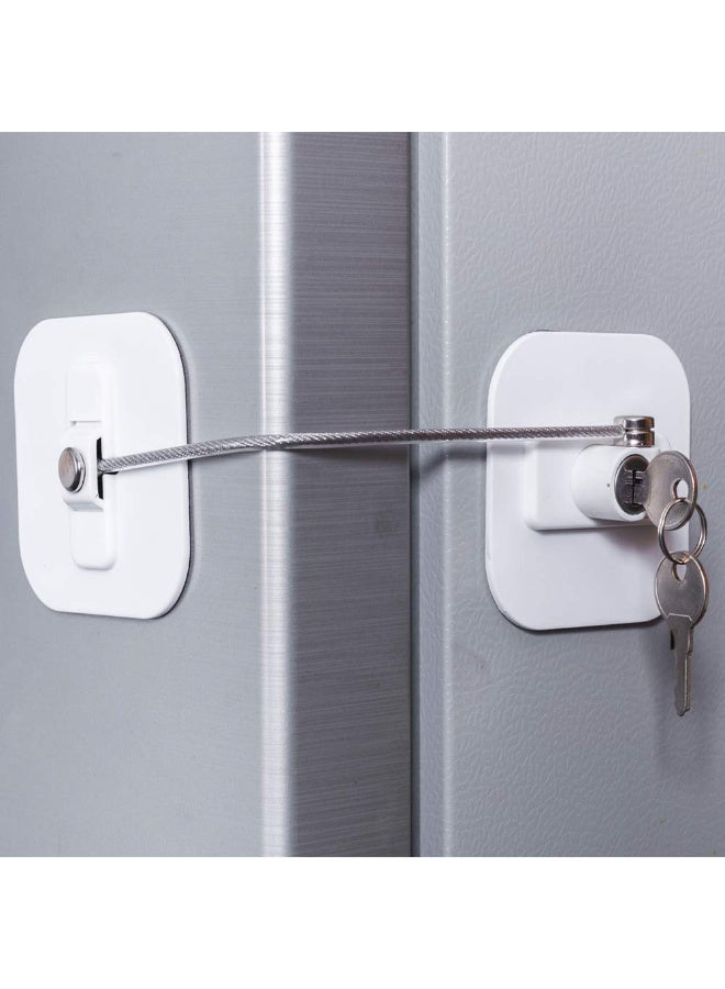 Fridge Lock with Keys for Child Safety Strong Adhesive Refrigerator and Freezer Lock No-Drill Appliance Lock for Cabinets Drawers Closets and Toilets White 1 Pack - Image 1
